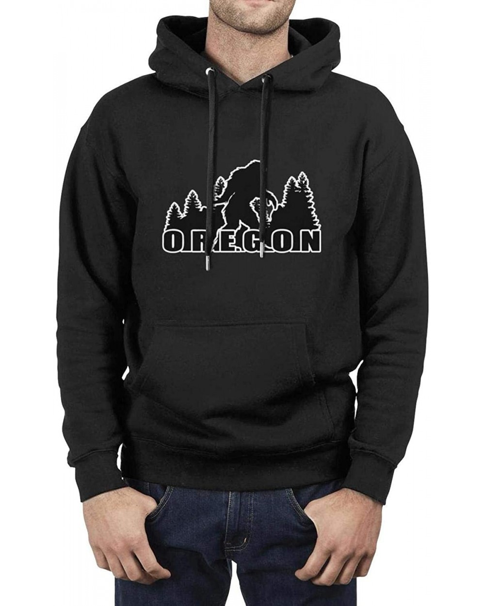 Funny Oregon Bigfoot Mens Hooded Jackets Ultimate Hot Topic Climbing - Black-26 - CA19COMT59M $71.70 Undershirts