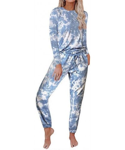Women's Long/Short-Sleeve Homwear Jogging Pants Trousers Casual Tie Dye Print PJ Set - 11 - CM19DEX3NUH $60.68 Sets