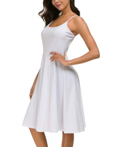 Spaghetti Strap Dress Summer Casual Strappy Dress - Off-white - CX18NQNZ3E8 $26.06 Slips