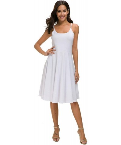 Spaghetti Strap Dress Summer Casual Strappy Dress - Off-white - CX18NQNZ3E8 $26.06 Slips