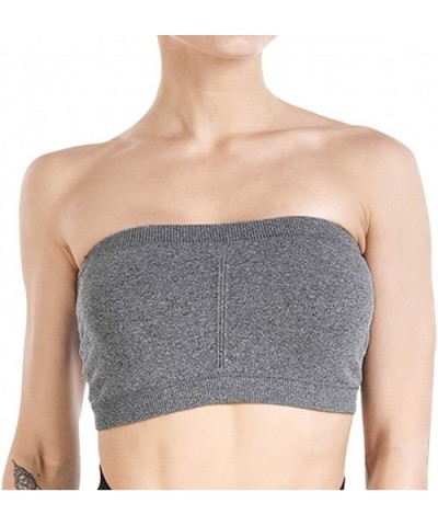 Women's Seamless Bandeau Bra Strapless Tube Top Bra Multi Color and Assorted Sizes - Grey - CE18W6TNET6 $15.72 Bras