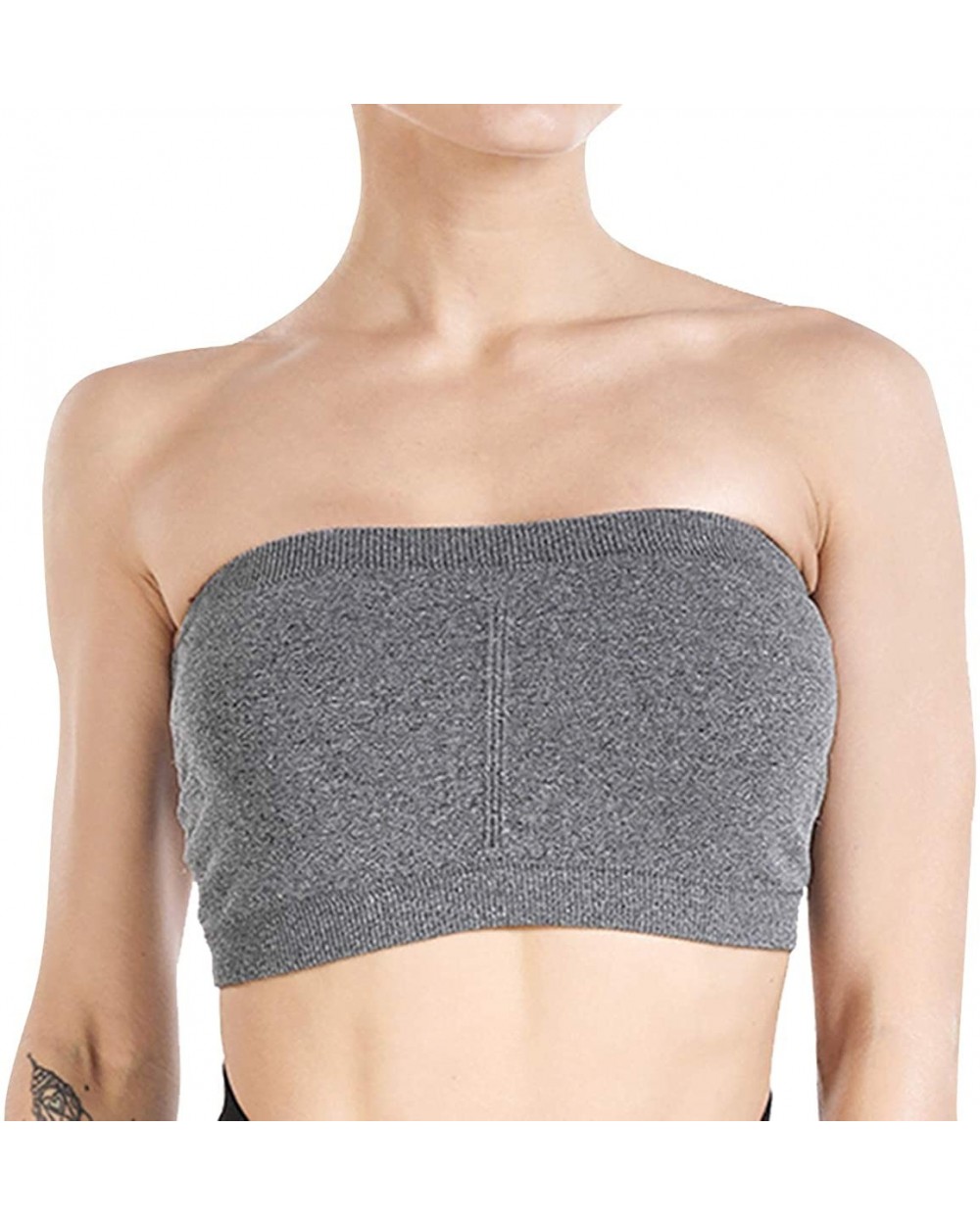 Women's Seamless Bandeau Bra Strapless Tube Top Bra Multi Color and Assorted Sizes - Grey - CE18W6TNET6 $15.72 Bras