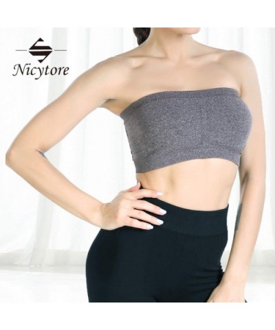 Women's Seamless Bandeau Bra Strapless Tube Top Bra Multi Color and Assorted Sizes - Grey - CE18W6TNET6 $15.72 Bras