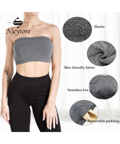 Women's Seamless Bandeau Bra Strapless Tube Top Bra Multi Color and Assorted Sizes - Grey - CE18W6TNET6 $15.72 Bras