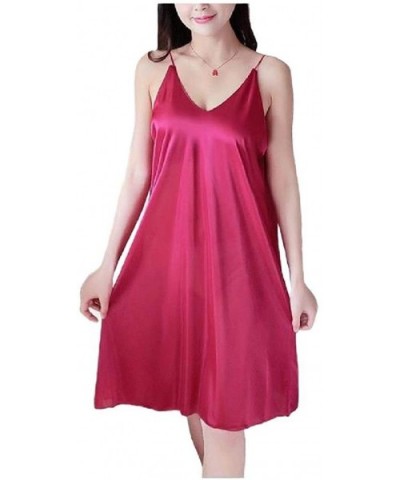 Womens Silk Sexy Lounger Charmeuse Sling Pajamas Sleep Dress - As3 - CH19E6YKT7E $26.28 Nightgowns & Sleepshirts