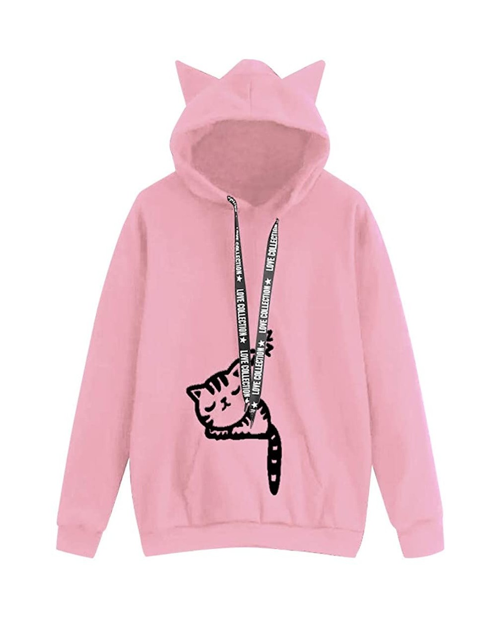 Womens Cute Print Long Sleeve Hoodie Sweatshirt Hooded Pullover Tops Blouse - C-pink - C0192YK6T43 $35.98 Thermal Underwear