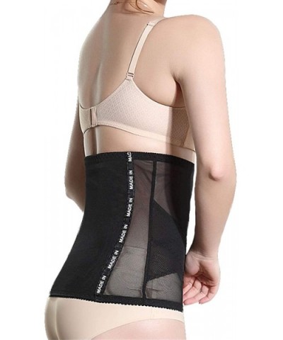 Women's Waist Trainer Belt Waist Trimmer Slimming Body Shaper Corset Cincher Velcro Zipper Double Wrap - 3-black - CQ190HHG04...