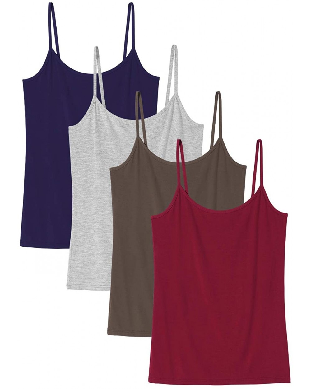 Basic Cami Women Stretch Camisole Spaghetti Strap Tank Top 4-Pack - 4 Pack-dark Blue/Gray/Coffee/Wine Red - C4198ZO4HXA $36.1...