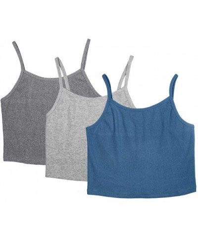 Undershirts Tank Tops for Women - Spaghetti Strap Cotton Crop Top Cami(Pack of 3) - Charcoal/Denim/Grey - C618EX978MN $28.11 ...