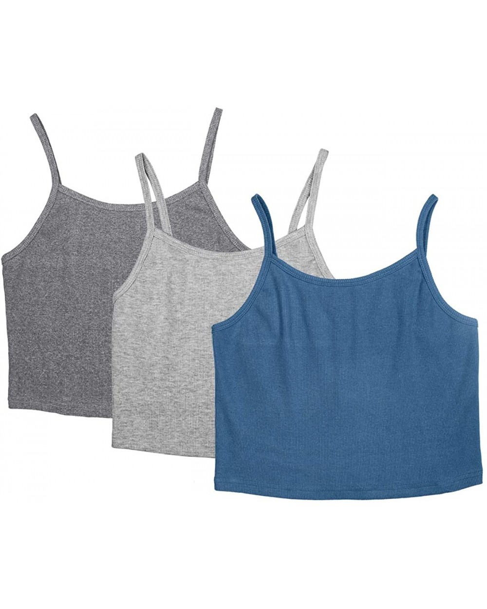 Undershirts Tank Tops for Women - Spaghetti Strap Cotton Crop Top Cami(Pack of 3) - Charcoal/Denim/Grey - C618EX978MN $28.11 ...