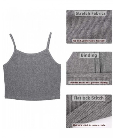 Undershirts Tank Tops for Women - Spaghetti Strap Cotton Crop Top Cami(Pack of 3) - Charcoal/Denim/Grey - C618EX978MN $28.11 ...