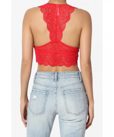 Lace Hourglass Racerback Removable Pad Bralette Bra Top Crop Tank - Red - CM18WSW2G0L $26.07 Bras