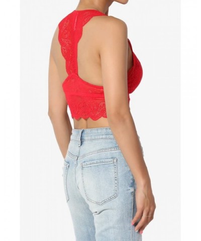 Lace Hourglass Racerback Removable Pad Bralette Bra Top Crop Tank - Red - CM18WSW2G0L $26.07 Bras