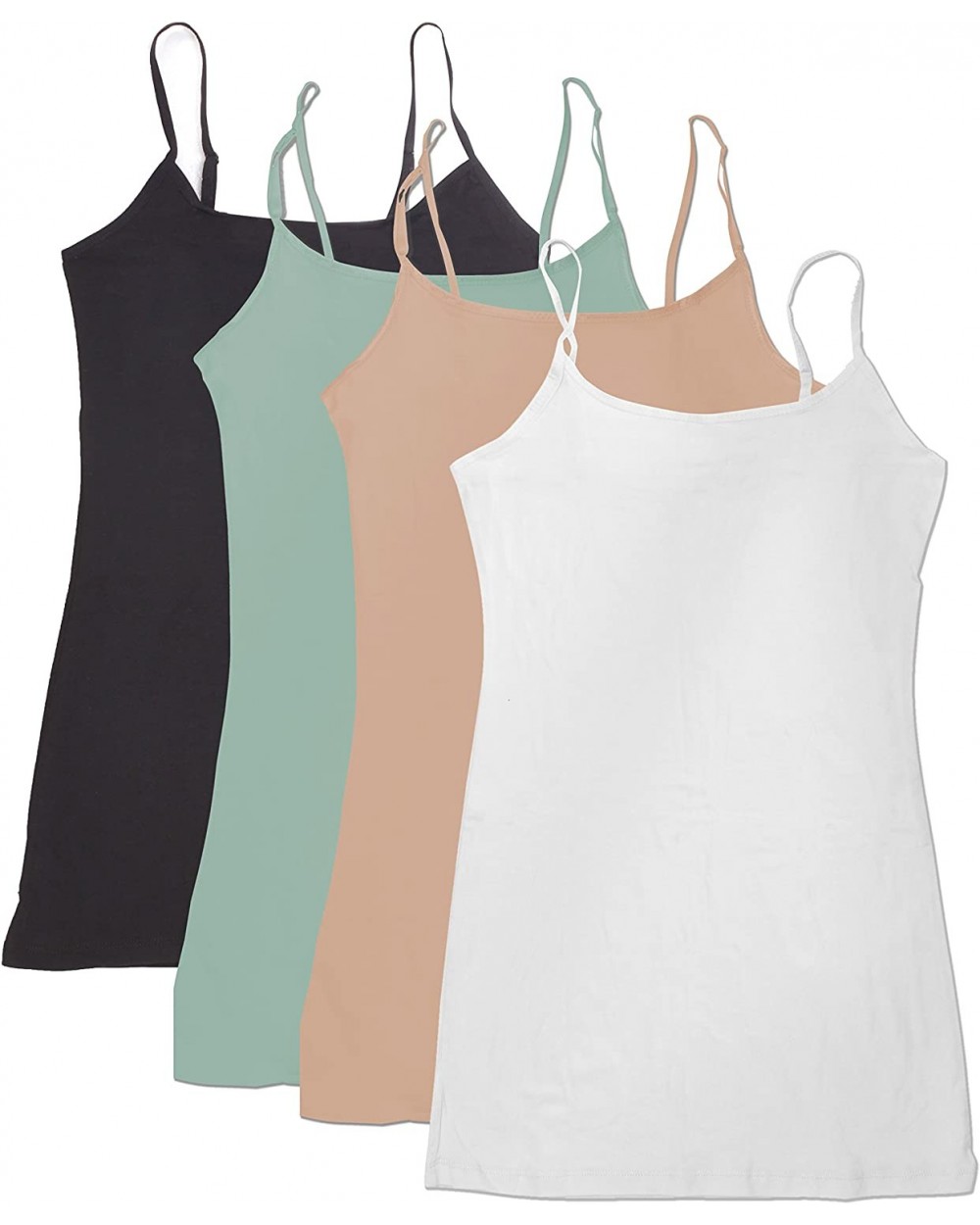 4 Pack Active Basic Women's Basic Tank Top (S-Wh/Dst Slmn/Dst Sg/Bk) - C817WW04I6H $26.17 Camisoles & Tanks