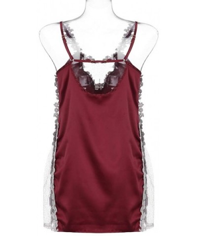 Women Sexy Lingerie Embroidery Lace Nightdress Underwear Pajama Sleepwear - Wine - C5197WDZ90Z $26.17 Baby Dolls & Chemises