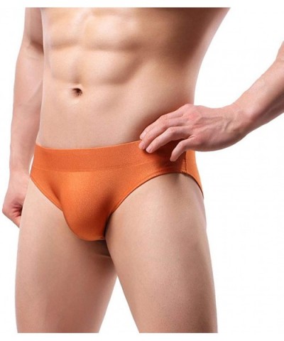 Mens Thong G-String Underwear Shorts Underpants Soft Briefs Panties Comfort - Orange - CC18QGXXDW7 $15.06 Briefs