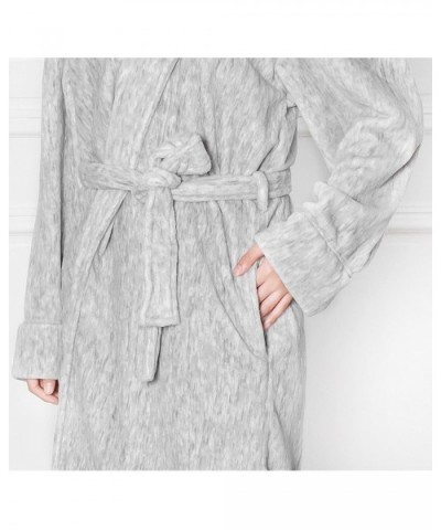 Women Hooded Short Robe | Lightweight Fleece Soft Spa Bathrobe Sleepwear - Melange Light Gray - CX187KT79T0 $25.64 Robes