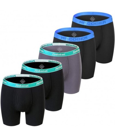 Pack of 5 Man's Underwear Boxer Briefs Long Leg Underpant No Ride Up Breathable Bamboo - 5 Pack 5 Colors-04 - CF199GDTZ4G $63...