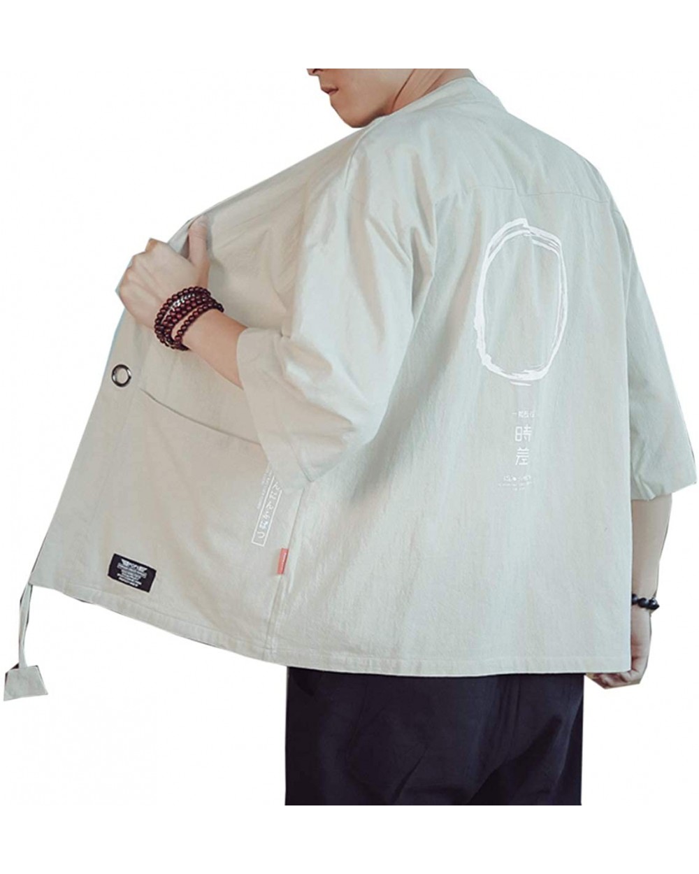 Men's Haori Jacket Kimono Cardigan Noragi Japanese Yukata - R2-white - CC1976YNGHY $42.83 Robes