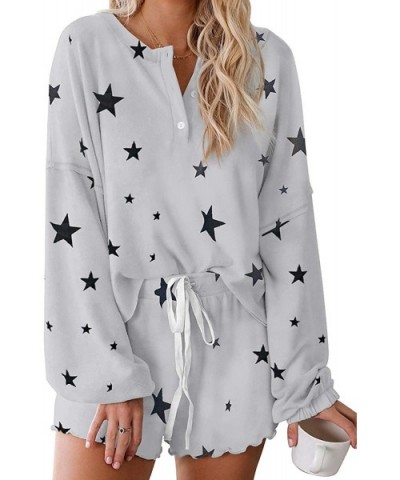 Women's Tie-Dye Pajama Sets Sleepwear Long Sleeve Tops and Shorts 2 Piece Pajamas Set Casual Outfits - L - C1199UN4QER $42.73...