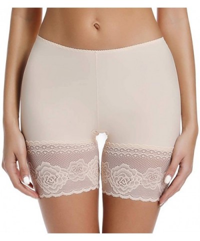 Slip Shorts for Under Dresses Women Seamless Boyshorts Panties Anti Chafing Underwear Shorts - Beige-lace - CK198KMTSRU $25.8...