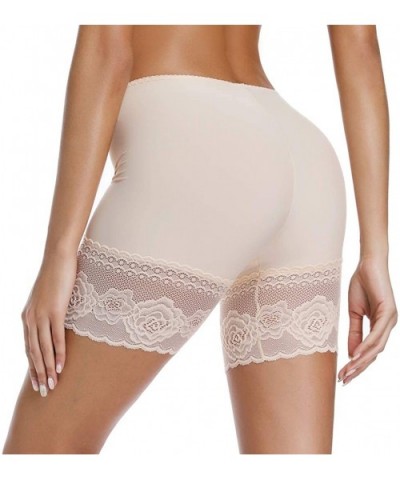 Slip Shorts for Under Dresses Women Seamless Boyshorts Panties Anti Chafing Underwear Shorts - Beige-lace - CK198KMTSRU $25.8...