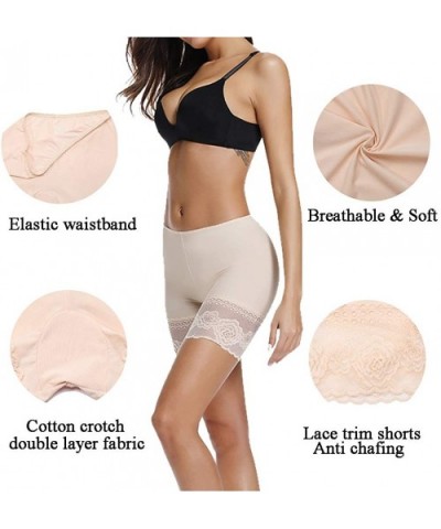 Slip Shorts for Under Dresses Women Seamless Boyshorts Panties Anti Chafing Underwear Shorts - Beige-lace - CK198KMTSRU $25.8...