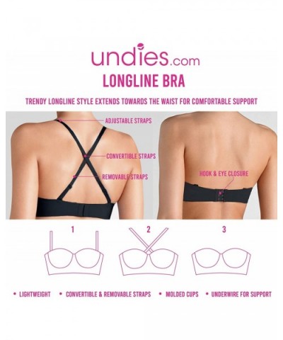 Women's Convertible Adjustable Long Line Bra with Underwire and Molded Cups Single - Snake - C318369DKDW $21.02 Bras