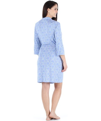 Women's Sleepwear Bamboo Jersey Lightweight Short Wrap Robe - Bird Trellis - C2187QTRTR6 $28.72 Robes