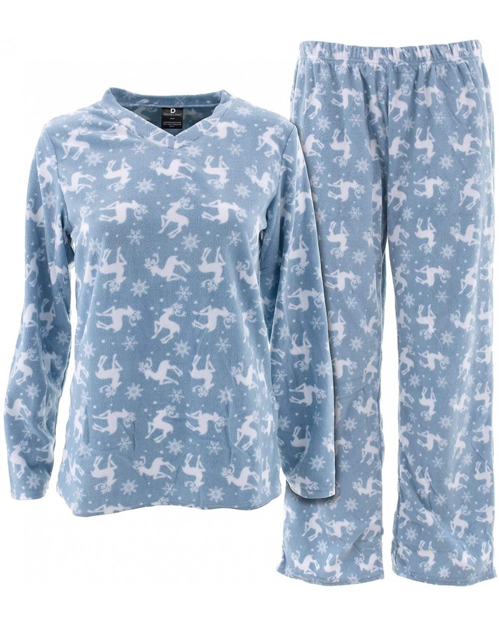 Women's Coral Fleece Pajamas - Micro-fleece- Reindeer Flakes Print - C218AT3SWEG $29.62 Sets