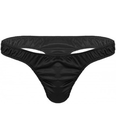 Men's Sissy Pouch Panties Shiny Satin Low Rise G-String Thongs Girly Bikini Underwear - Black - C1194ITETG6 $21.45 G-Strings ...