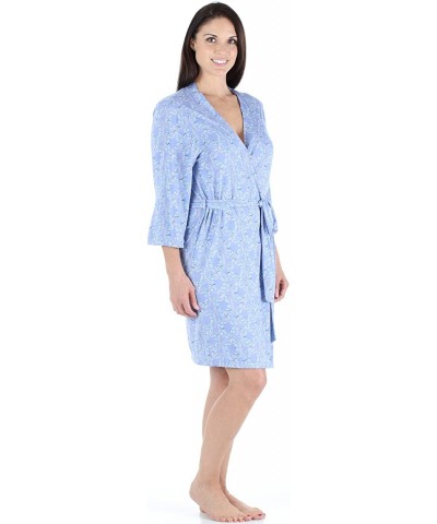 Women's Sleepwear Bamboo Jersey Lightweight Short Wrap Robe - Bird Trellis - C2187QTRTR6 $28.72 Robes