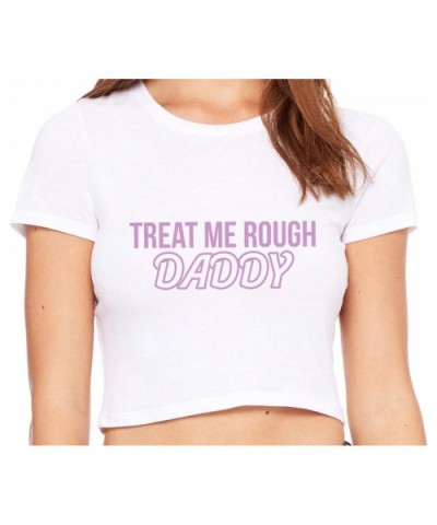 Treat Me Rough Daddy Spank Dominate White Crop Tank Top - Lavender - CO198CNT22K $34.53 Camisoles & Tanks