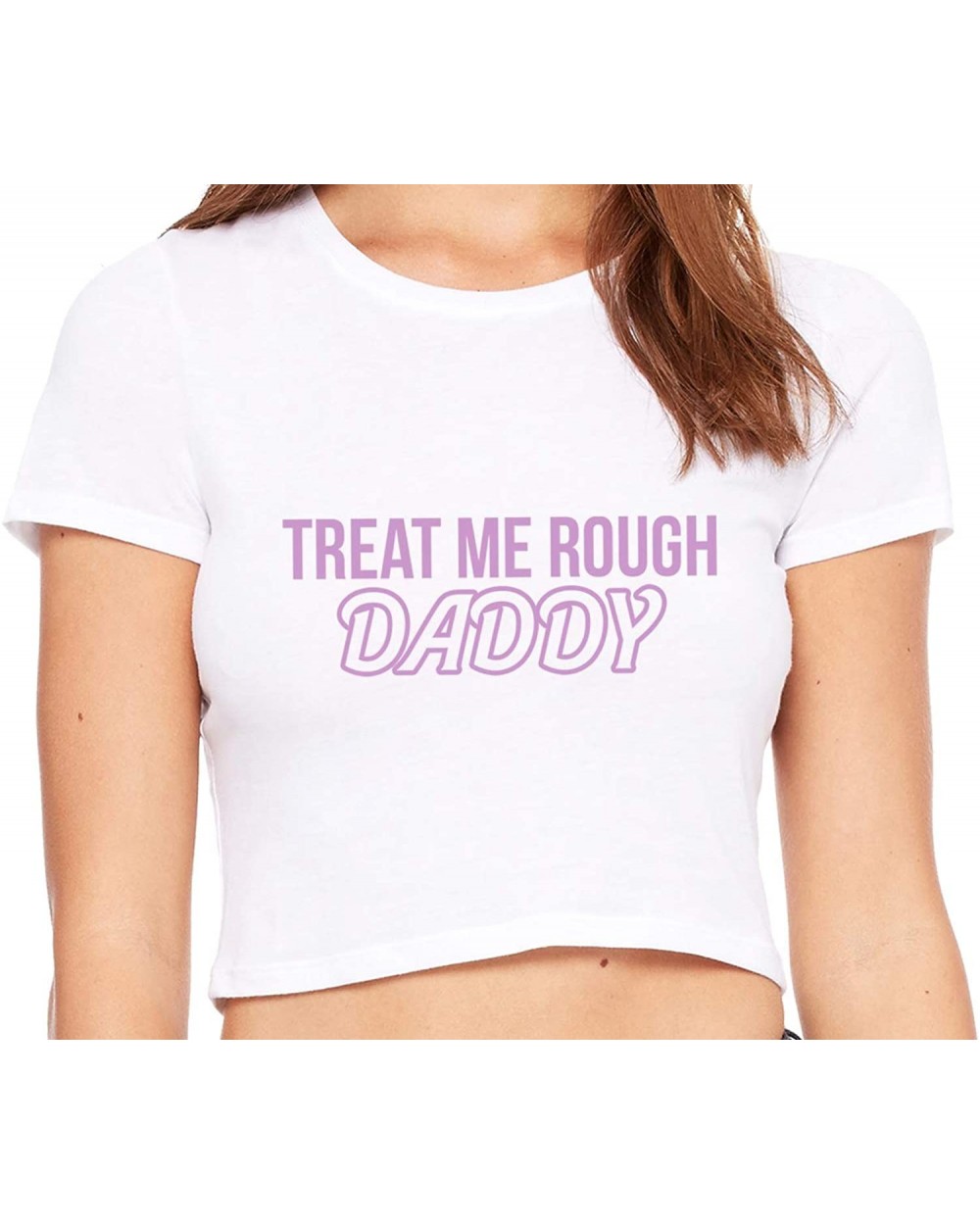 Treat Me Rough Daddy Spank Dominate White Crop Tank Top - Lavender - CO198CNT22K $34.53 Camisoles & Tanks