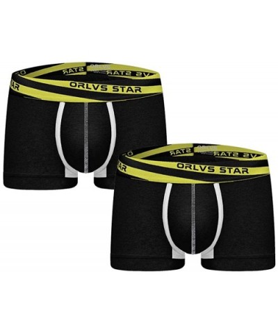 Men's Underwear Soft Boxer Briefs Stretch Trunks - Black*2 - C5193L7GDHL $20.47 Boxer Briefs