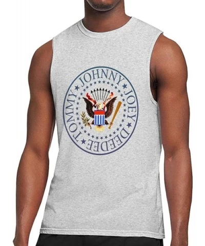 Men's Black Summer Round Neck Sleeveless T-Shirt-Ramones Cotton Tank Tops for Gym - Ramones20 - CB190X0MUOD $35.63 Undershirts