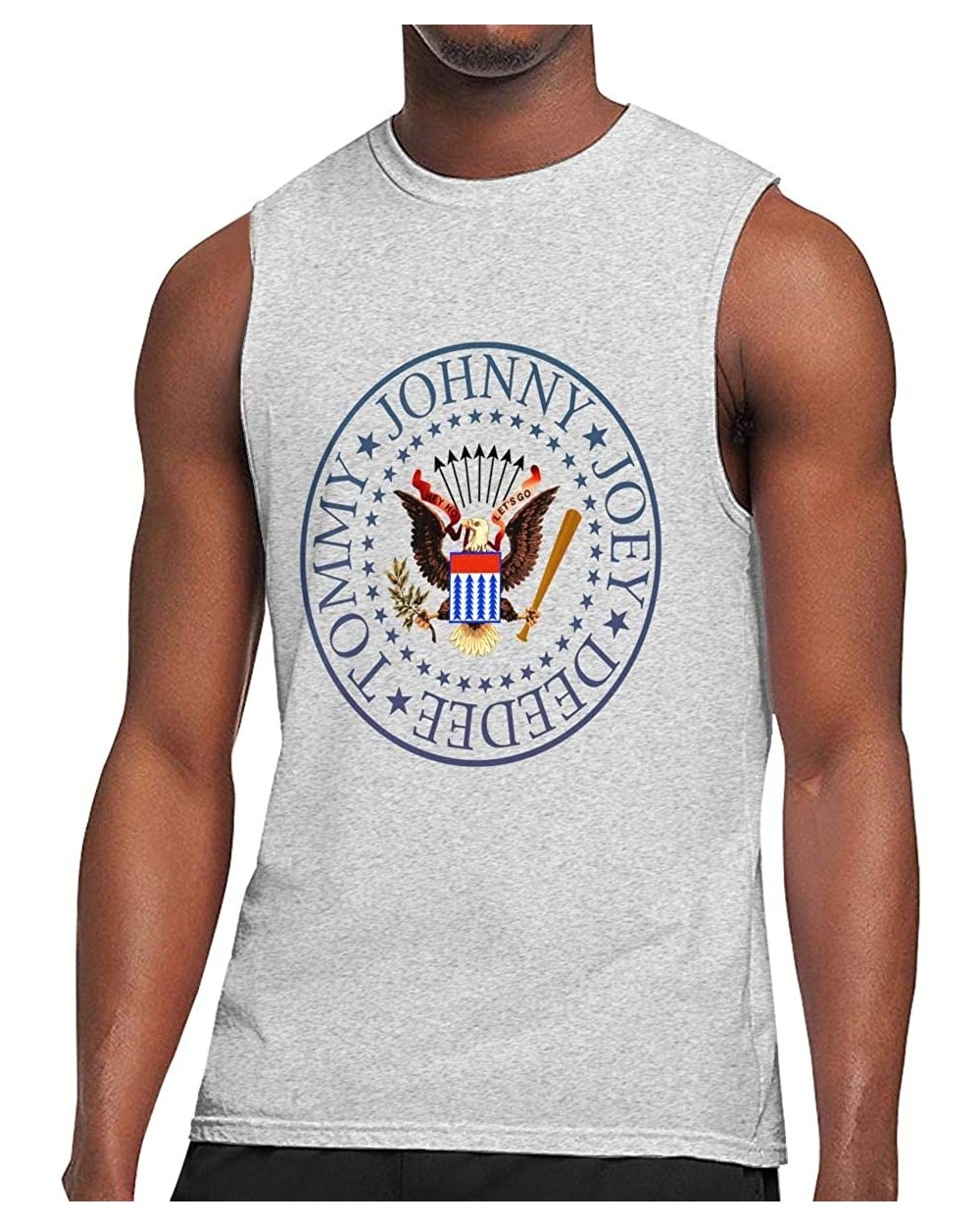 Men's Black Summer Round Neck Sleeveless T-Shirt-Ramones Cotton Tank Tops for Gym - Ramones20 - CB190X0MUOD $35.63 Undershirts