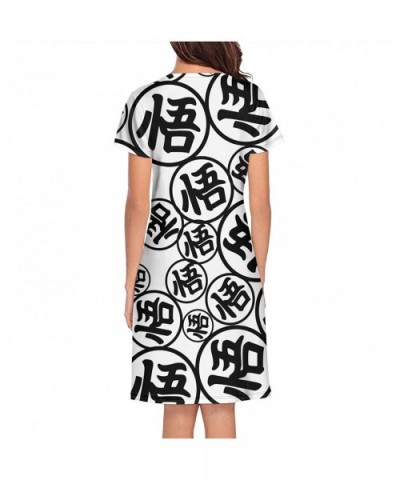 Women's Girls Crazy Nightgowns Nightdress Short Sleeve Sleepwear Cute Sleepdress - Kanji Wisdom - CT192YL4QZ2 $51.37 Nightgow...