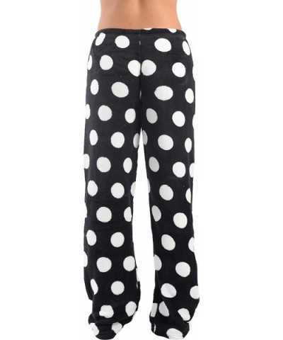 Women's Pajama Lounge Pants Plush Fleece Pajama/Lounge Pjs - Black White Polka - CE12NYM6QQM $18.20 Bottoms