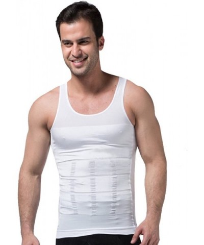 Men's Body Shaper Slimming Shirt Elastic Sculpting Vest Tank SS-M01 (White- L) - CV17Z383O5G $35.25 Shapewear