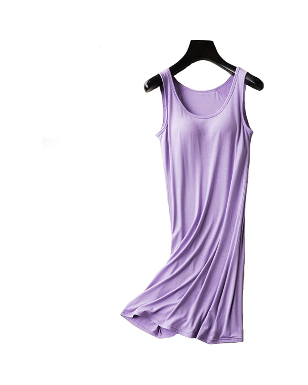 Women's Modal Built in Bra Full Slips Basic Adjustable Spaghetti Strap Cami - Tk-purple - CK18EDZRILH $27.42 Slips