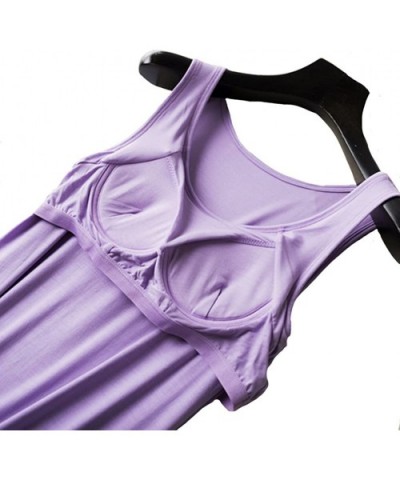 Women's Modal Built in Bra Full Slips Basic Adjustable Spaghetti Strap Cami - Tk-purple - CK18EDZRILH $27.42 Slips