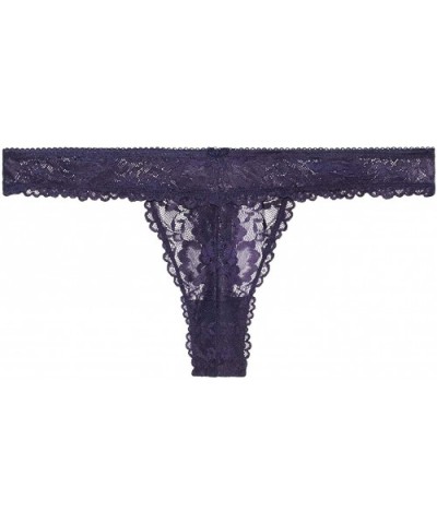 Women's Floral Lace Thong - Navy Blue - CX18UXOOR0T $31.93 Panties