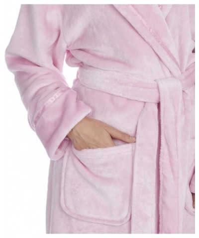 Ladies Long Length Luxury Shimmer Dressing Gown Fleece Hooded Robe Warm + Fluffy Socks - Light Pink With Socks - CJ18A4ZG2UK ...