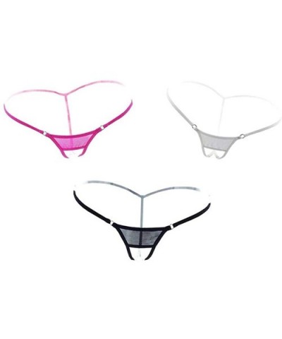 Women's Hollow Out Low Rise Micro Back G-String Thong Panty Lingerie - Black+white+rose - CO18I7YNR36 $23.87 Panties