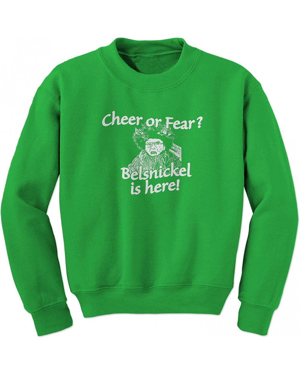 Belsnickel Cheer or Fear Crewneck Sweatshirt - Kelly Green - CA187U2XMML $42.73 Camisoles & Tanks