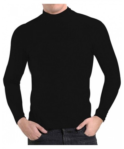 Mens Cotton Thermal Underwear Tops Soft High Collar Long Tops Turtleneck Winter Undershirt 2455-Black-XL - CV1935G9ILT $49.38...