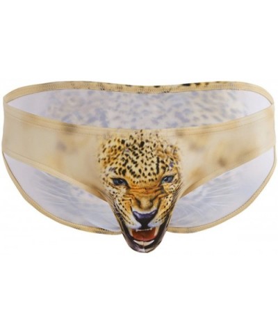 Mens' 3D Wolf Leopard Printed Underwear Bulge Pouch Bikini Briefs G-String Shorts - Yellow - CK18GRIDDAO $24.33 Briefs