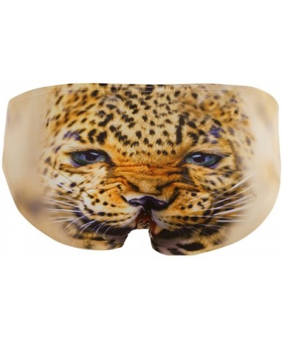 Mens' 3D Wolf Leopard Printed Underwear Bulge Pouch Bikini Briefs G-String Shorts - Yellow - CK18GRIDDAO $24.33 Briefs