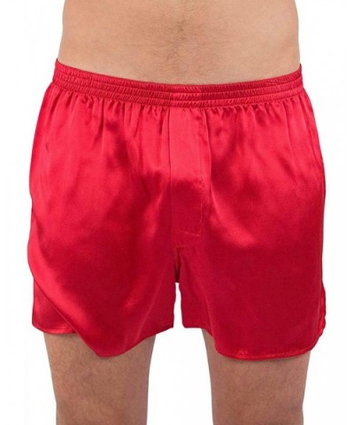 Mens Solid Color Silk Boxer Briefs Underwear - Red - CW192XU6SK5 $47.06 Boxer Briefs